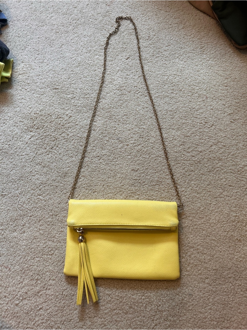 Street Level Yellow Crossbody Bag with Gold Chain